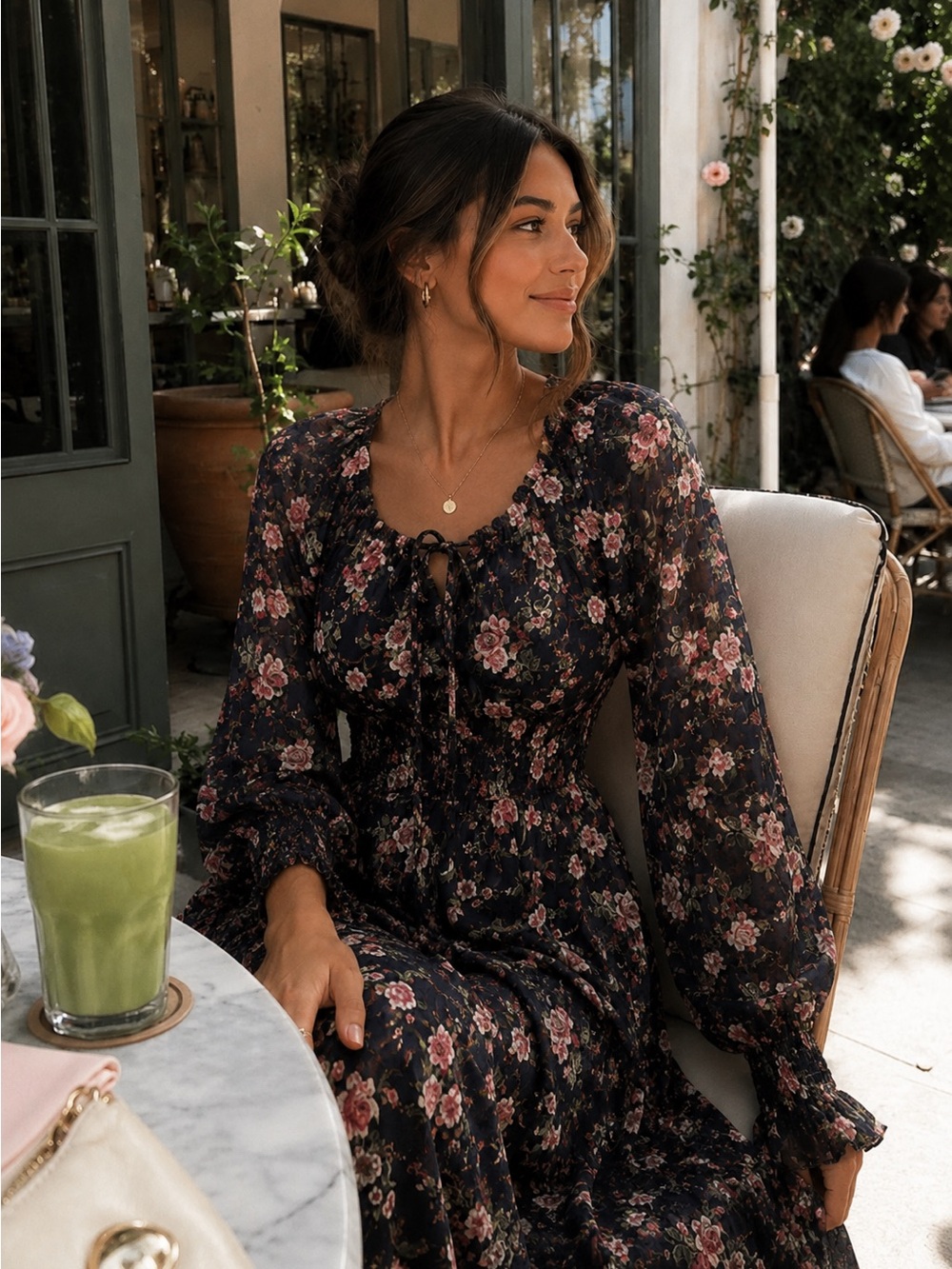 NWT Cottagecore Black Floral Maxi Dress 🌙✨